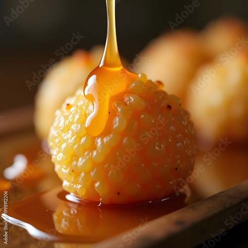 Macro fried tempeh cubes coated in sticky sweet soy sauce and chili