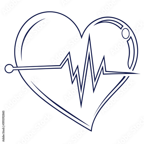 Heart beat electrocardiogram pulse line graphic with cardiogram, healthcare