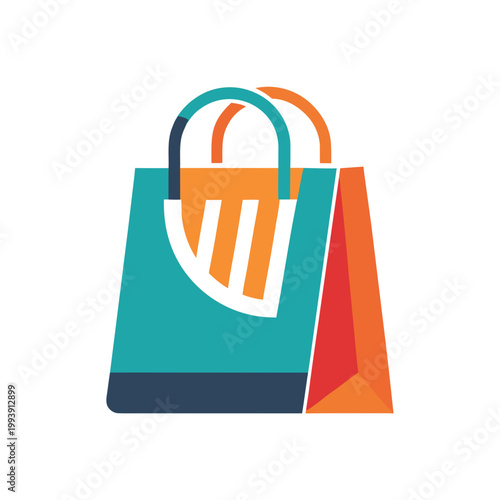Abstract shopping bag graphic concept with shopping commerce purchase