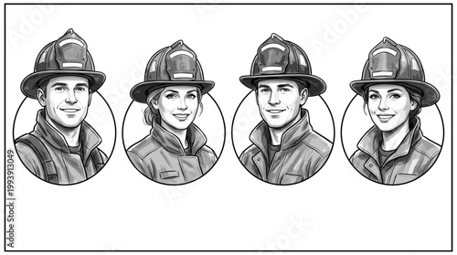 Diverse Group of Smiling Emergency Responders Featuring Men and Women in Uniform