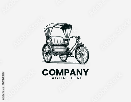 Wallpaper Mural Traditional rickshaw vehicle colorful sketch style minimalist vector illustration Torontodigital.ca