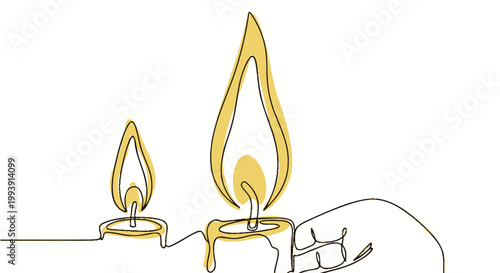 Hand holding melting candle flame.