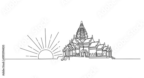 Large Temple Building With Pointed Tower.