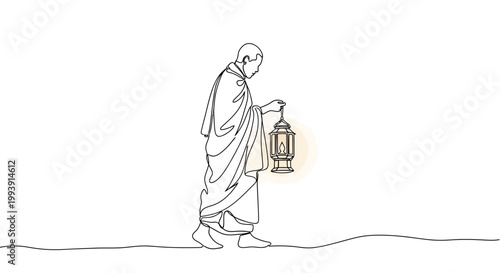 Man walking with a lantern slowly.