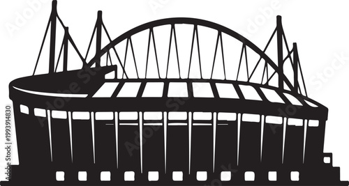 Modern sports stadium with arched roof vector illustration"