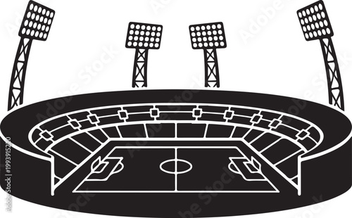 Football soccer stadium with floodlights vector illustration"