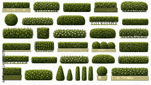 Flower Bed Plants Pack. Decorative Garden Bloom Collection