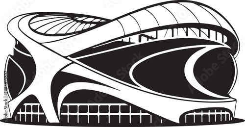 Modern futuristic sports stadium architecture vector illustration