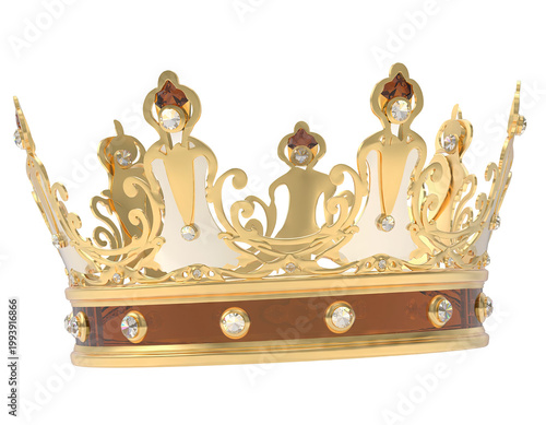 Ornate Gold Crown with Diamonds and Amber Gemstones