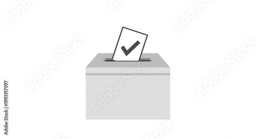 Voting Ballot Box with Checkmark Paper Vector Illustration, Minimalist Election Concept Design for Political Participation and Civic Duty Projects