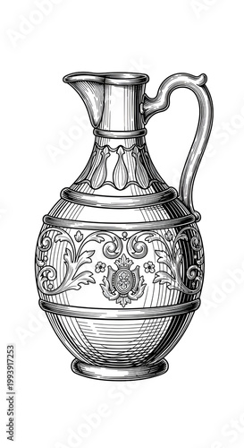 Antique Silver Pitcher Orna...