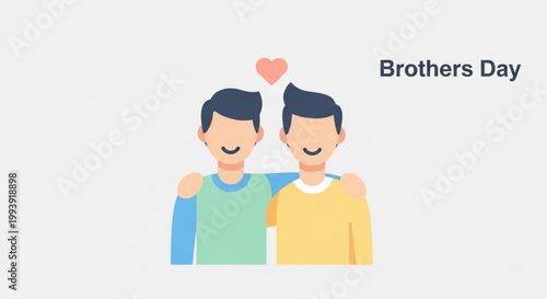 Two brothers smiling with heart on brothers day celebrating friendship and love