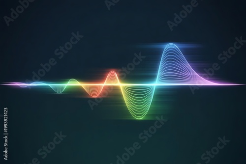 Neon sound wave, colorful audio signal, glowing music waveform, futuristic equalizer