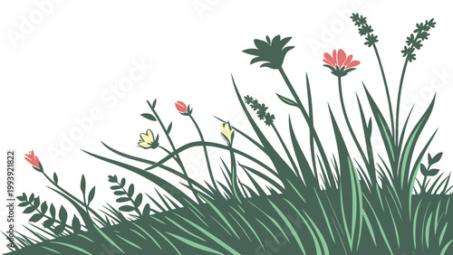 Vibrant Watercolor Floral Illustration with Green Leaves and Soft Pastel Flowers for Branding, Packaging, and Print Design isolated background