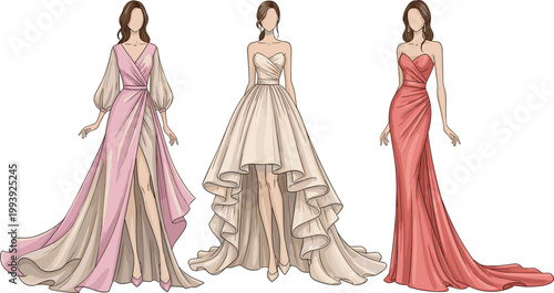 Elegant Women’s Evening Gown Collection Featuring Modern Fashionable Designs for Special Events and Parties