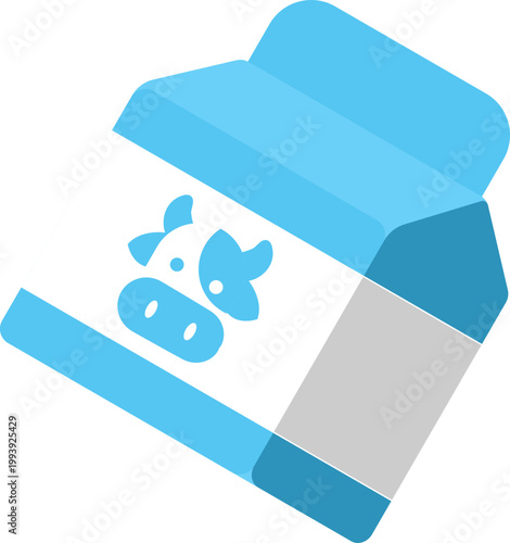 Cow Milk Carton Vector Illustration in Flat Design Style