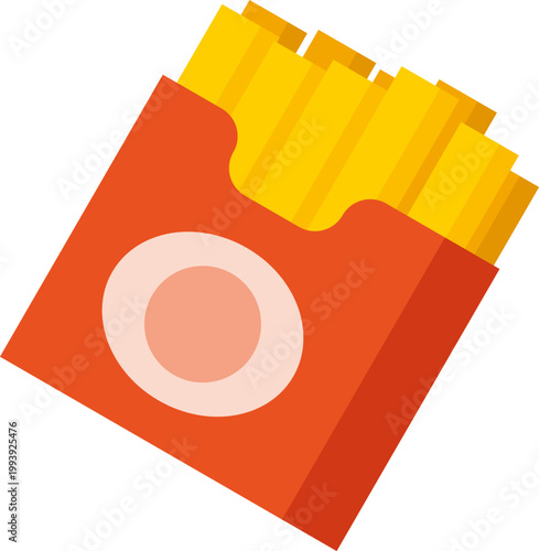 French Fries in Red Paper Pack Vector Illustration Flat Style