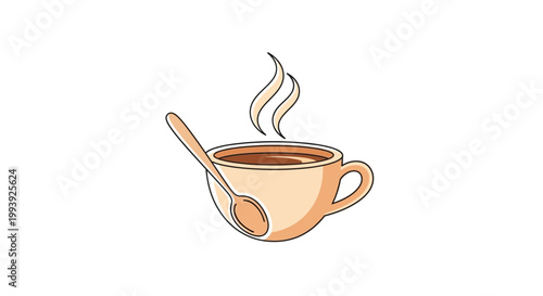 A steaming cup of coffee.