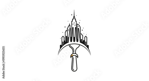 Black and white illustration dagger weapon.
