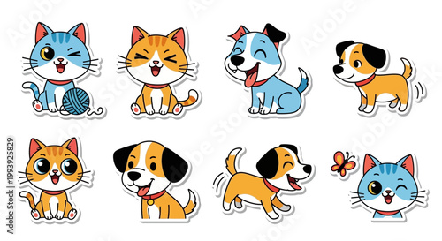 Cartoon dogs and cats together.