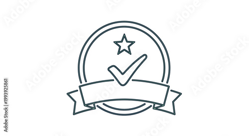 Checkmark Star Icon with Ribbon Badge.