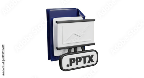 3D Icon of PPTX File with Presentation Chart