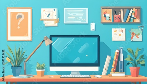 Flat workspace illustration vector EPS10