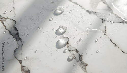 Marble Surface With Water Droplets Close Up