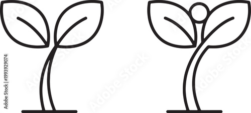 Web, Sprouting plant seedling with leaves icon for agricultural growth.