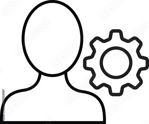 Art & Illustration, User profile avatar with gear cogwheel icon for account settings.