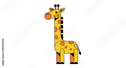 Colorful Cartoon Giraffe Illustration.