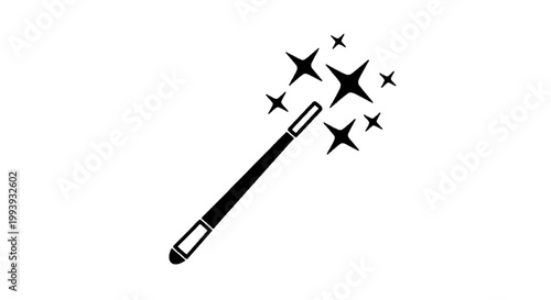 Vector illustration of magic wand icon, vector illustration of a wizard wand with sparkles on a transparent background