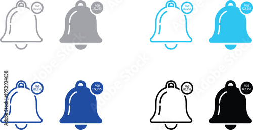 Bell notification icon with RGB color values alert icon bell shape white background notification reminder communication interface technology information alerting attention minimalist
