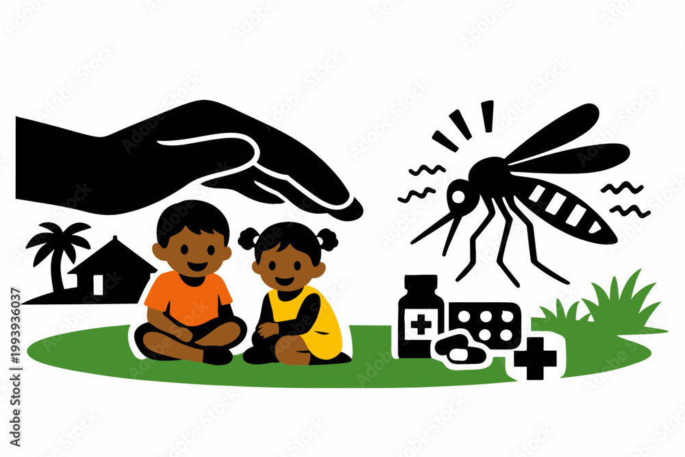 Naklejka premium Protecting Children from Malaria Vector