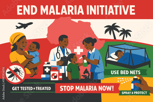 End Malaria Initiative Awareness Illustration