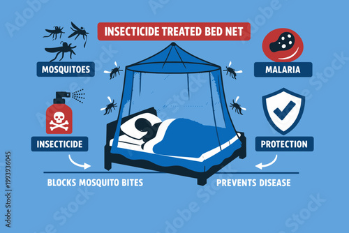 Insecticide Treated Bed Net Illustration