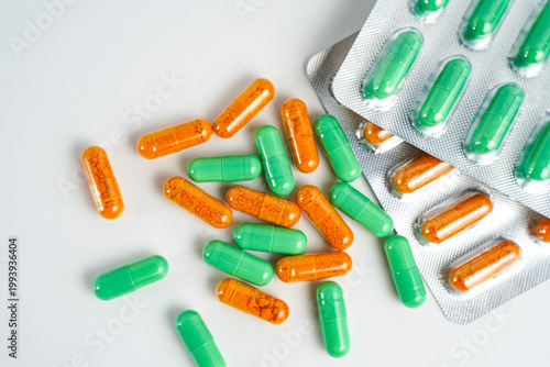 Blisterpack of capsules pills medical Antibiotics, supplement, vitamin