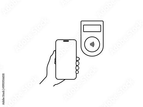 色ありスマホを持った手とバーコードリーダーでキャッシュレス決済4