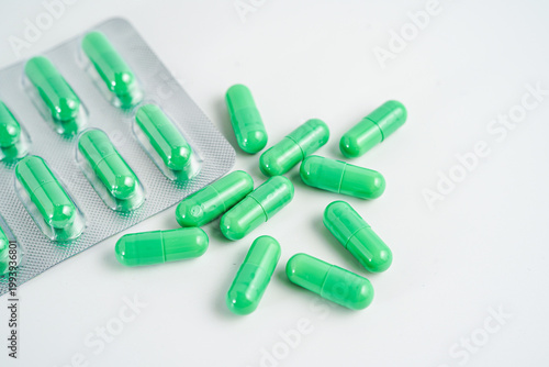 Blisterpack of capsules pills medical Antibiotics, supplement, vitamin