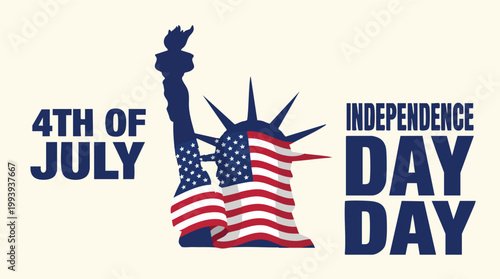 Foto Patriotic 4th of July graphic featuring the Statue of Liberty silhouette draped in the American flag for United States Independence Day celebrations