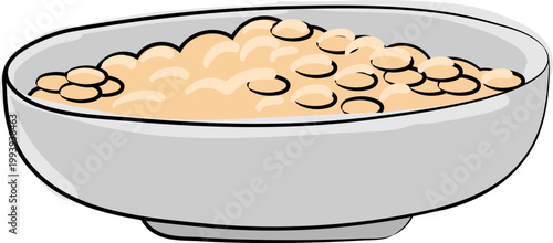 Hand Drawn Cereal Bowl Illustration in Minimalist Style