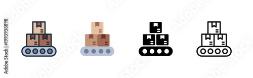 mass production icon. bulk output. belt assembly. factory system.