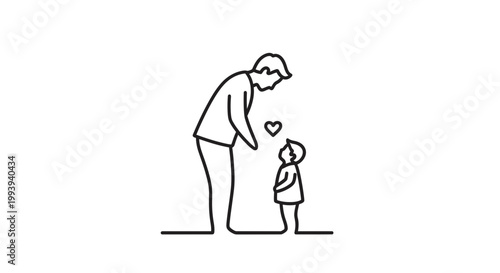 Father and Child Minimalist Line Art, Love and Connection