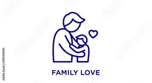 Father Hugging Son With Heart Icon Symbolizing Family Love and Care