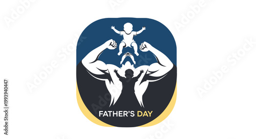 Father's Day Celebration: Muscular Dad Lifting Two Happy Children, Strong Family Bond