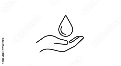 Hand Holding Water Droplet Icon - Cleanliness, Purity, Hydration