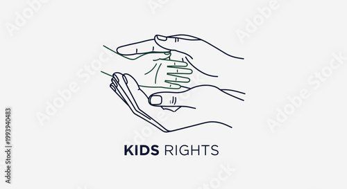 Hands protecting child's hands, Kids Rights concept, protection, care, family