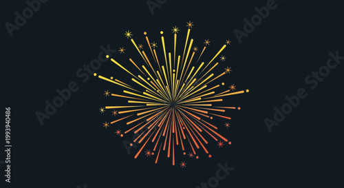 Golden Bursting Firework Sparkler on Dark Background