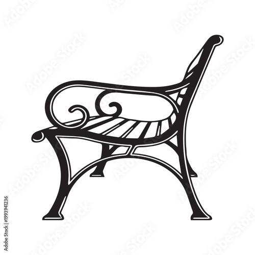 


Vintage Wrought Iron Park Bench Side View Silhouette Vector