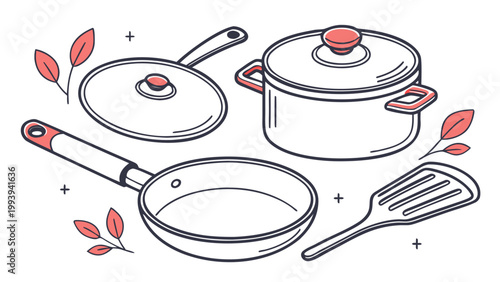 Cookware utensils and pots pans.